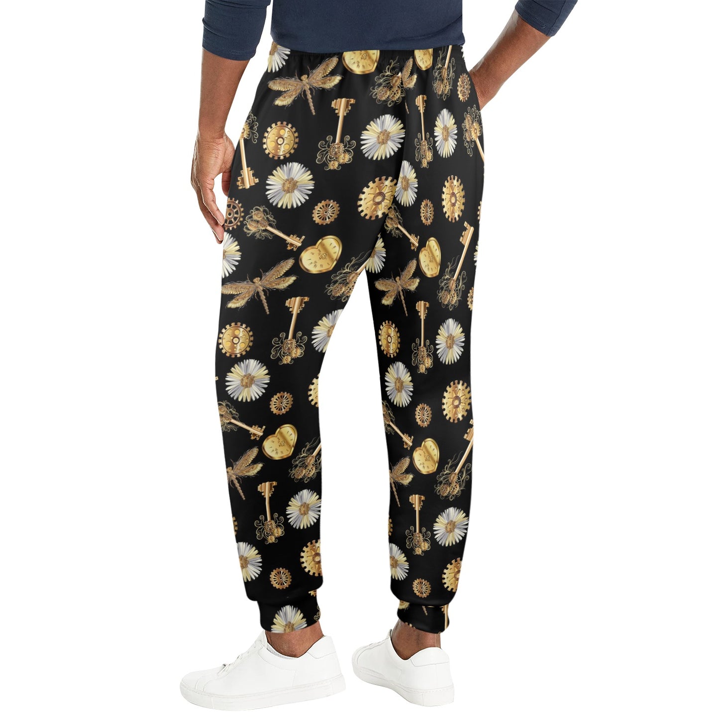 Steampunk Dragonfly Design Themed Print Men's Casual Track Pants
