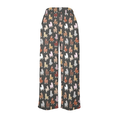Alpaca Cute Design Themed Print Women's Wide Leg Lounge Pants