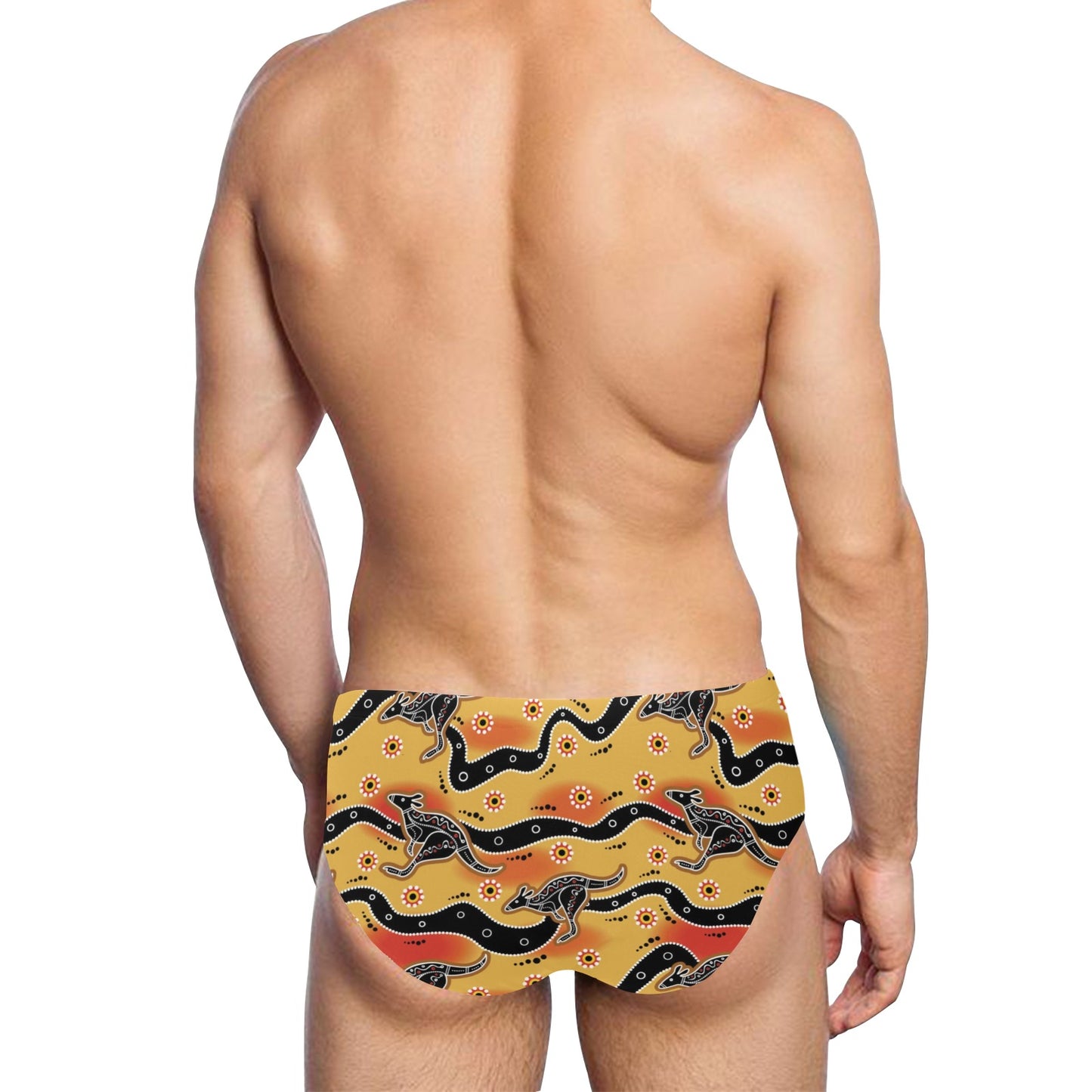 Kangaroos Aboriginal Pattern Print Design 06 Men's Swimming Briefs