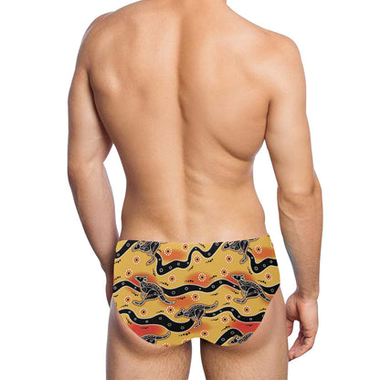Kangaroos Aboriginal Pattern Print Design 06 Men's Swimming Briefs