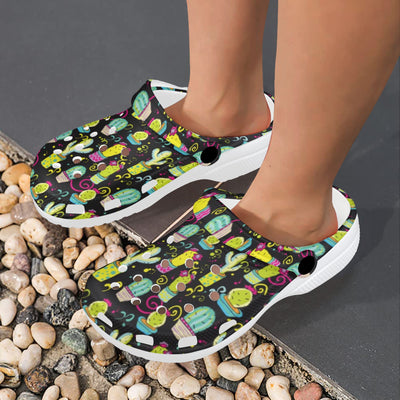 Cactus Neon Style Print Pattern Unisex Clogs Shoes