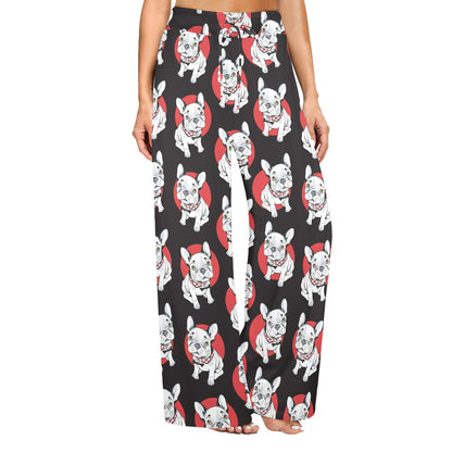 French Bulldogs Design Print Pattern JJ0222 Women's Wide Leg Lounge Pants