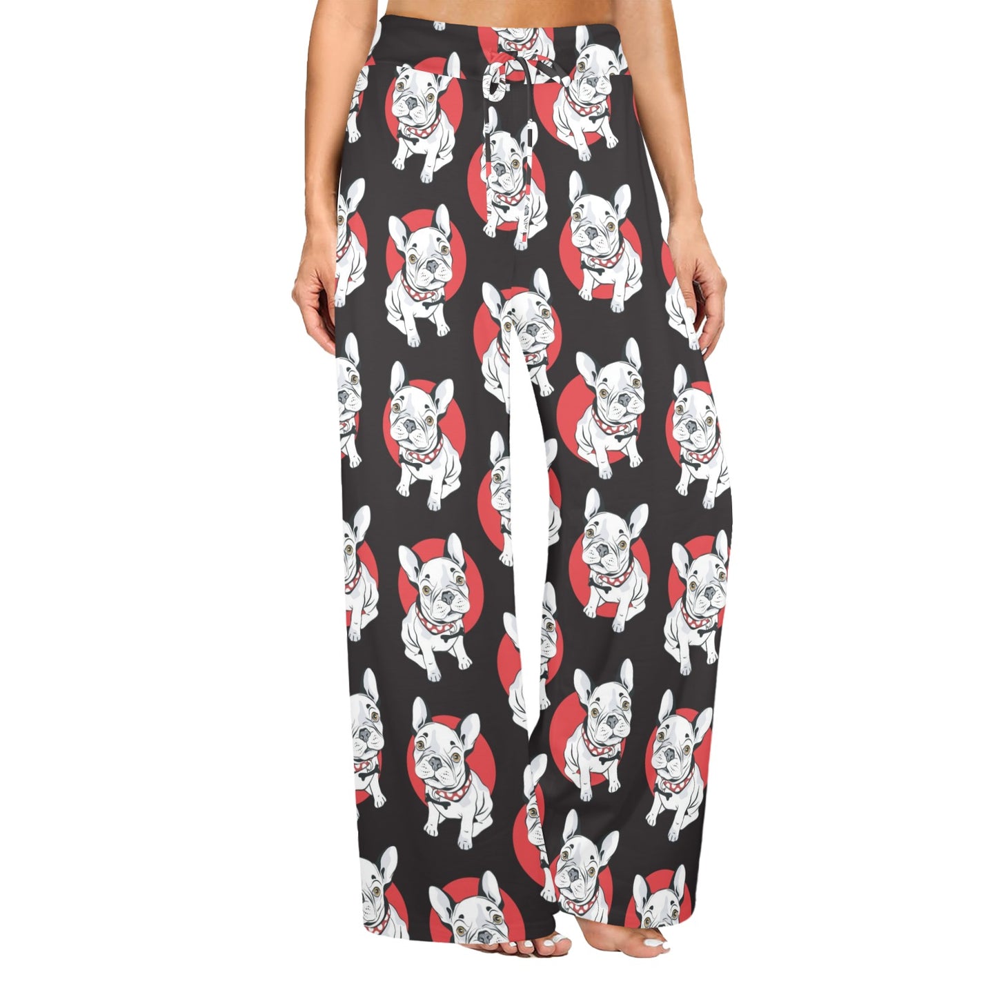 French Bulldogs Design Print Pattern JJ0222 Women's Wide Leg Lounge Pants
