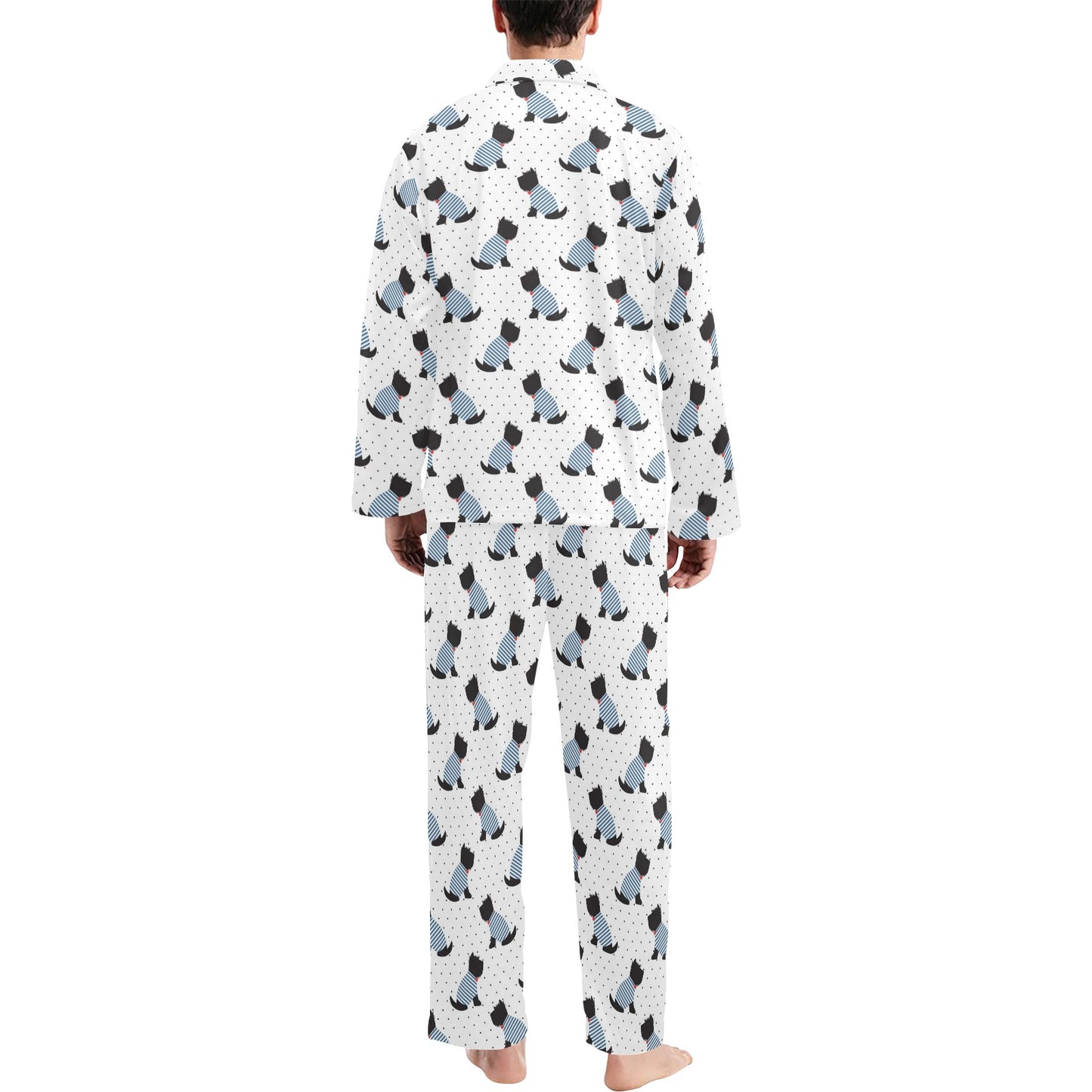 Scottish Terriers Print Design LKS3013 Men's Long Pajama Set
