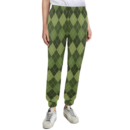 Argyle Green Pattern Print Design 01 Women's Casual Track Pants