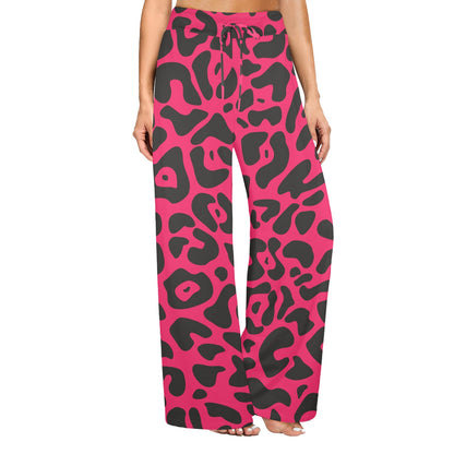Cheetah Pink Print Pattern Women's Wide Leg Lounge Pants