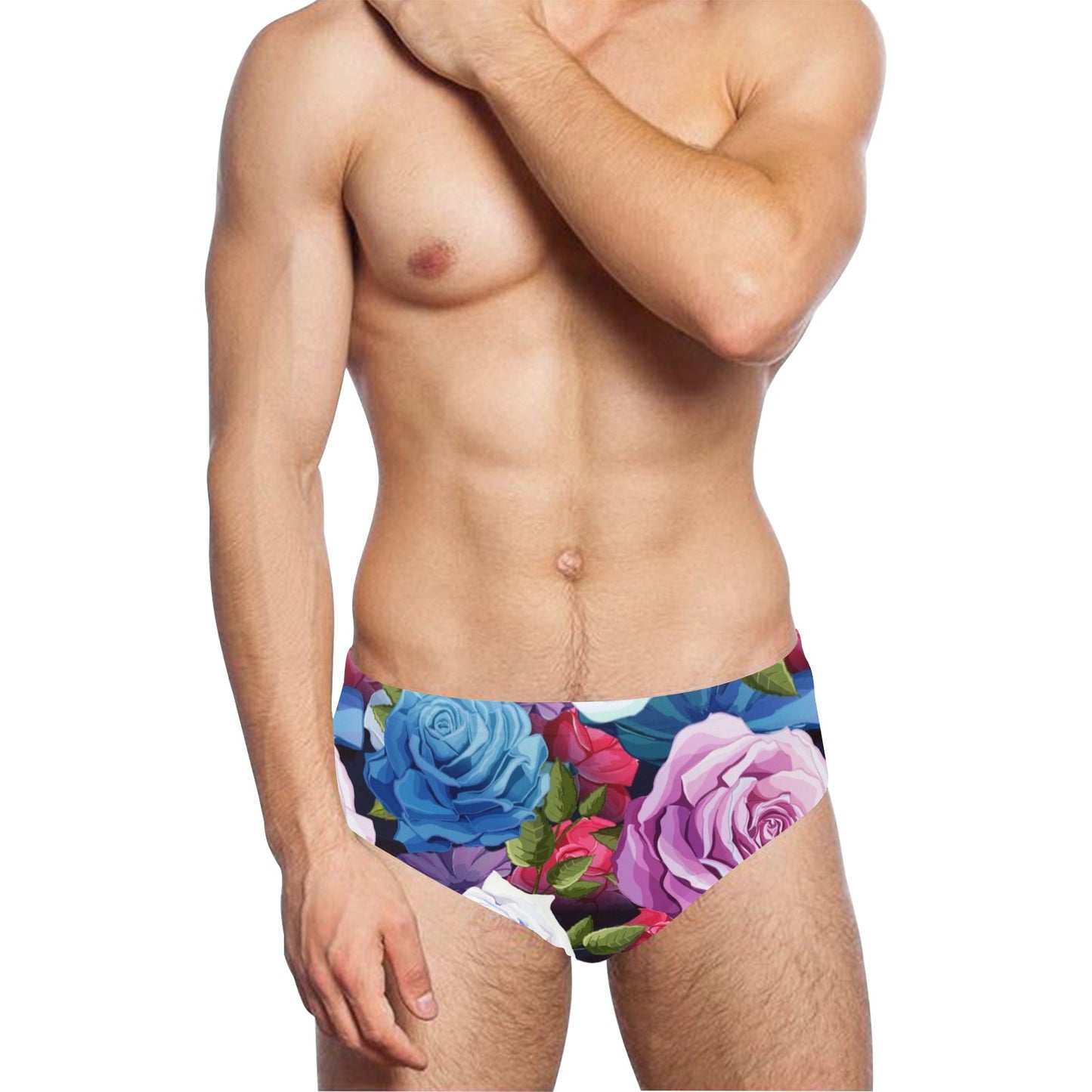 Rose Pattern Print Design RO09 Men's Swimming Briefs