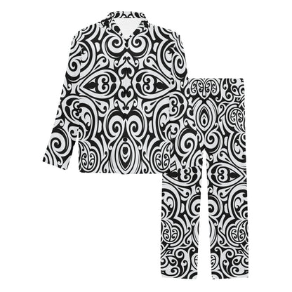 Polynesian Tattoo Pattern Men's Long Pajama Set