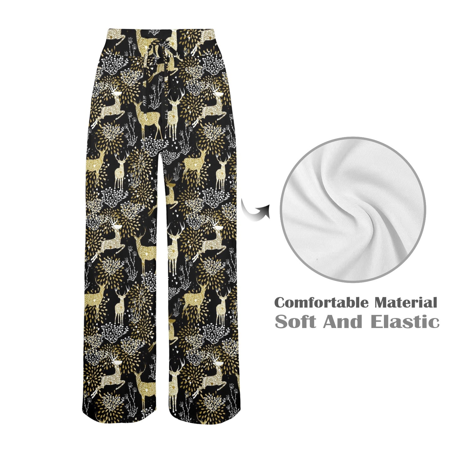 Deer Design Print Pattern JJ069 Women's Wide Leg Lounge Pants