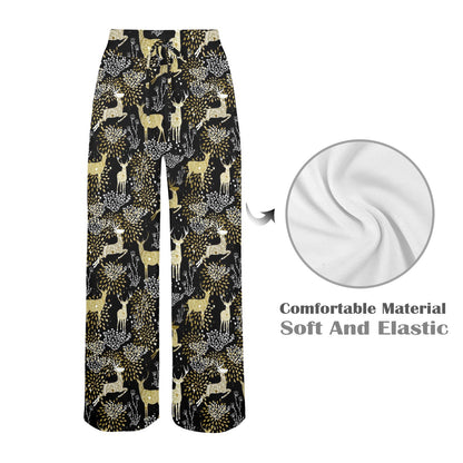 Deer Design Print Pattern JJ069 Women's Wide Leg Lounge Pants