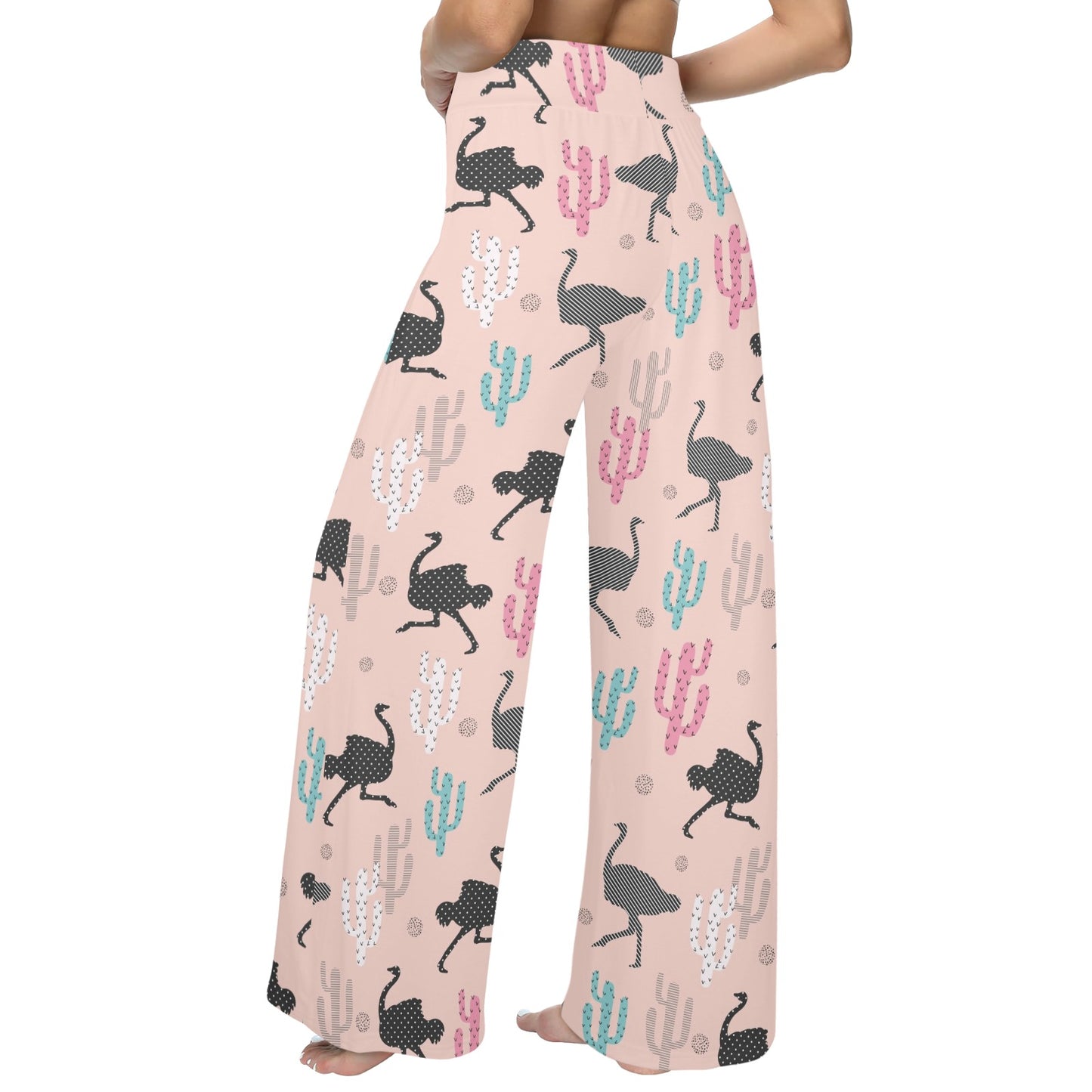 Ostrich Pattern Print Design 03 Women's Wide Leg Lounge Pants