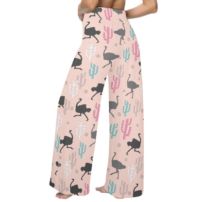 Ostrich Pattern Print Design 03 Women's Wide Leg Lounge Pants