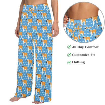 Bulldogs Pattern Print Design 06 Women's Wide Leg Lounge Pants