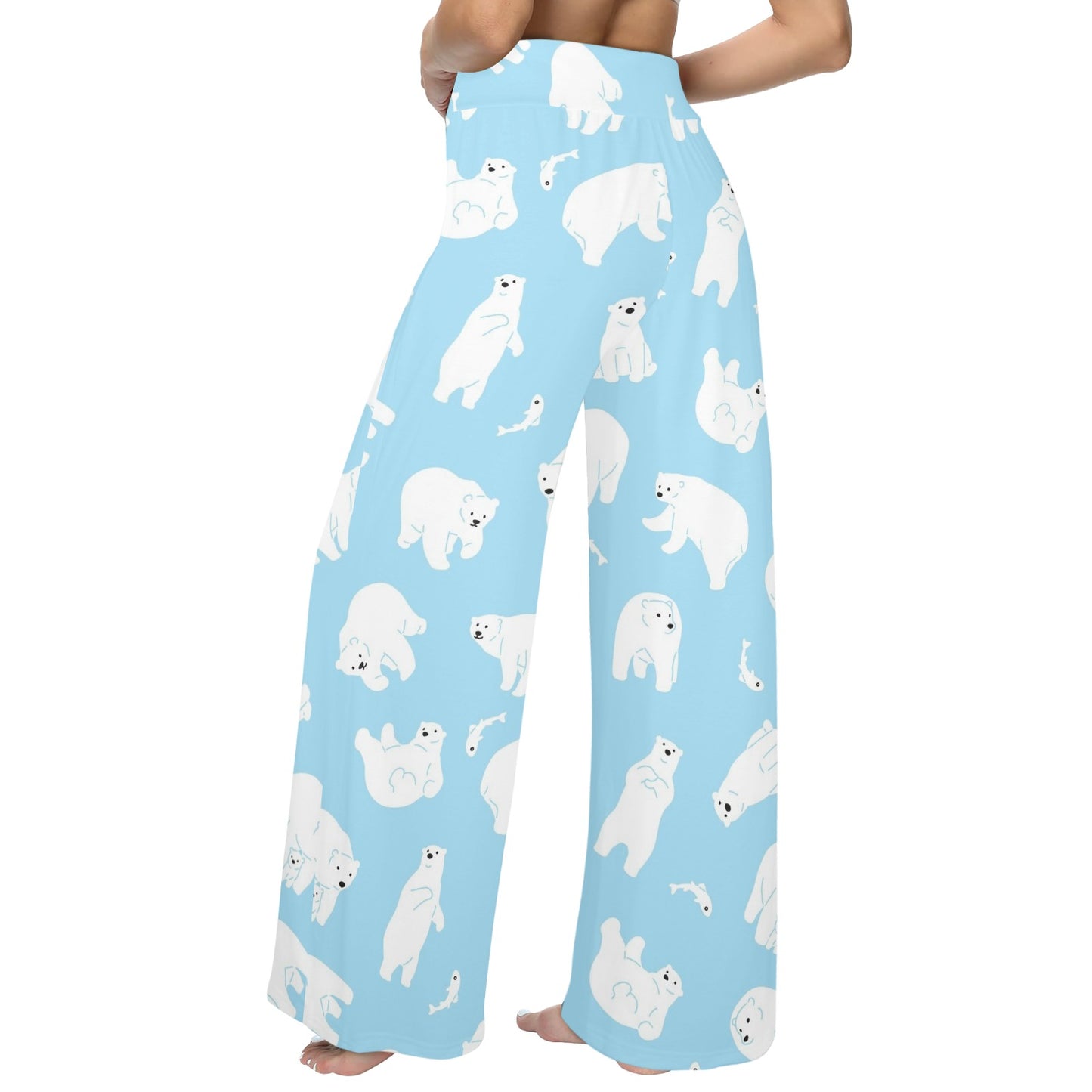 Polar Bear Pattern Print Design PB01 Women's Wide Leg Lounge Pants