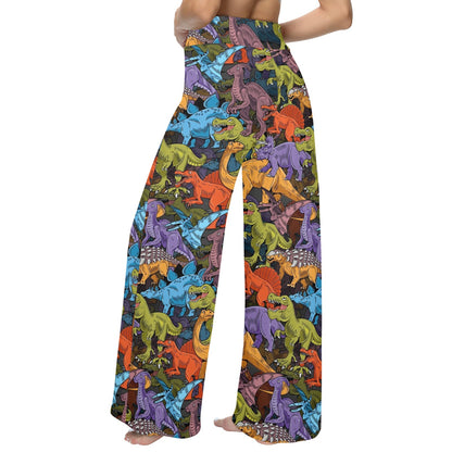 dinosaur Design Print Pattern JJ0102 Women's Wide Leg Lounge Pants