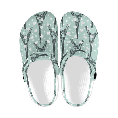 Eiffel Tower Polka Dot Print Unisex Clogs Shoes