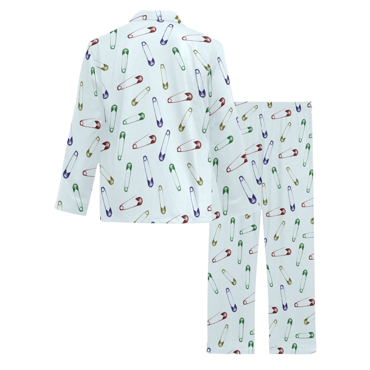 Safety Pin Print Design LKS303 Men's Long Pajama Set