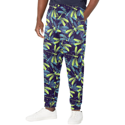 Dragonfly Lime Blue Print Pattern Men's Casual Track Pants