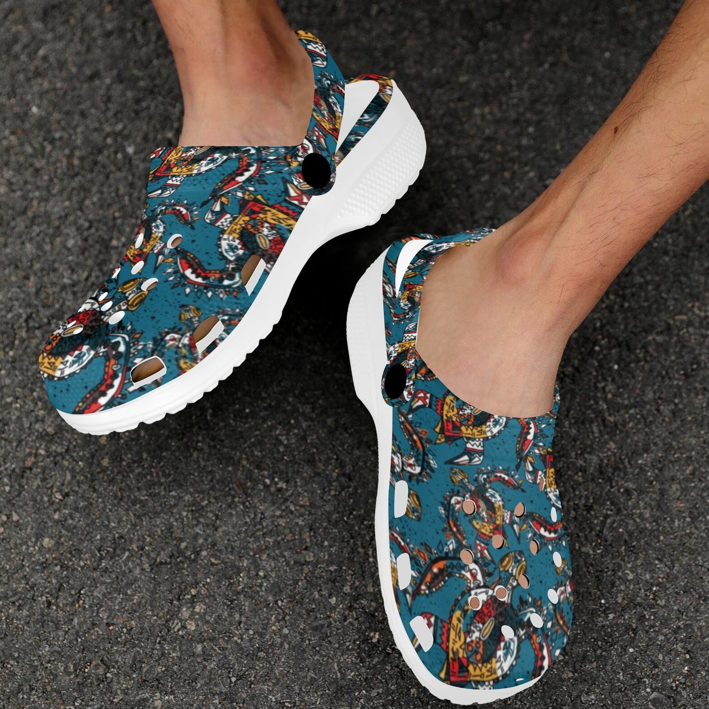 Sea Turtle Tribal Colorful Hand Drawn Unisex Clogs Shoes