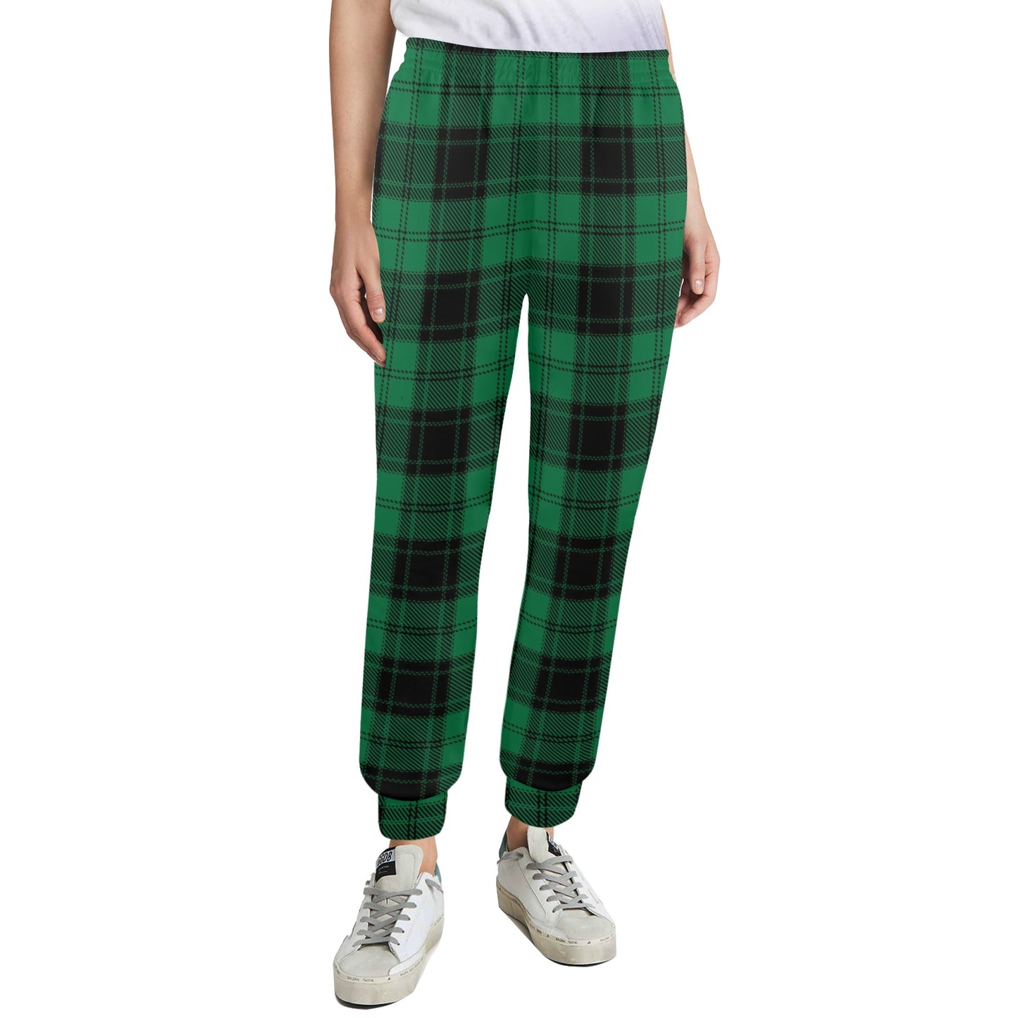 Tartan Green Print Design LKS302 Women's Casual Track Pants