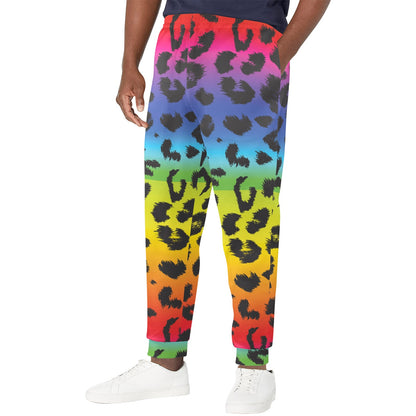 Rainbow Leopard Pattern Print Design A01 Men's Casual Track Pants