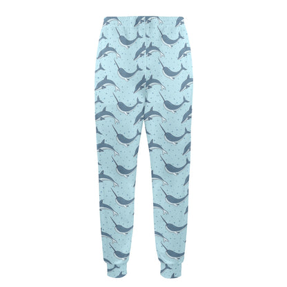 Narwhal Dolphin Print Men's Casual Track Pants