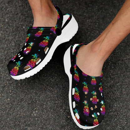 Pineapple Rainbow Dot Print Unisex Clogs Shoes