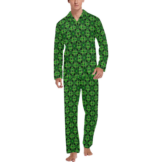Celtic Green Neon Design Men's Long Pajama Set