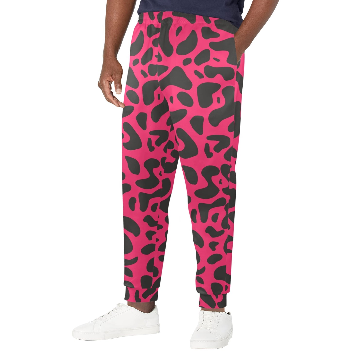 Cheetah Pink Print Pattern Men's Casual Track Pants