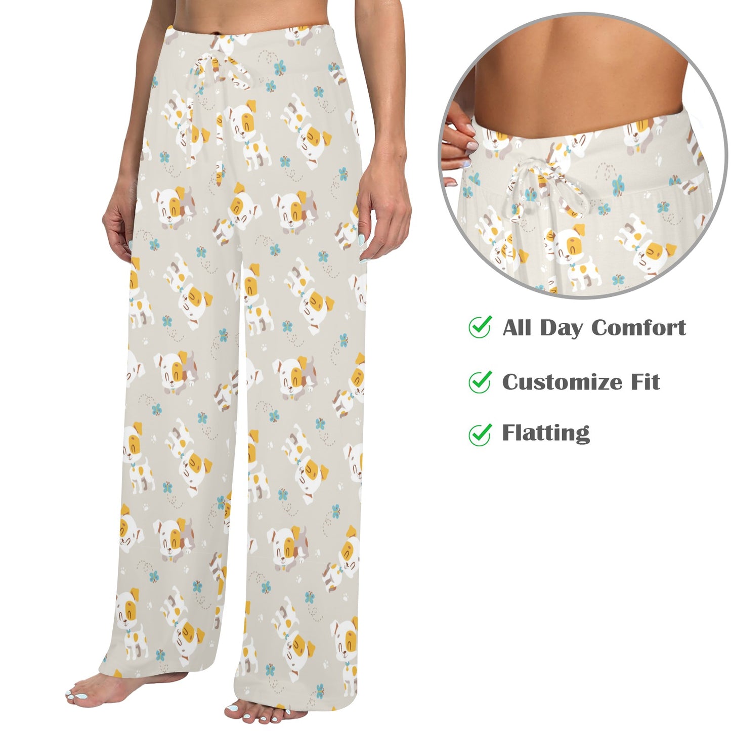 Russell Terriers Print Design LKS306 Women's Wide Leg Lounge Pants