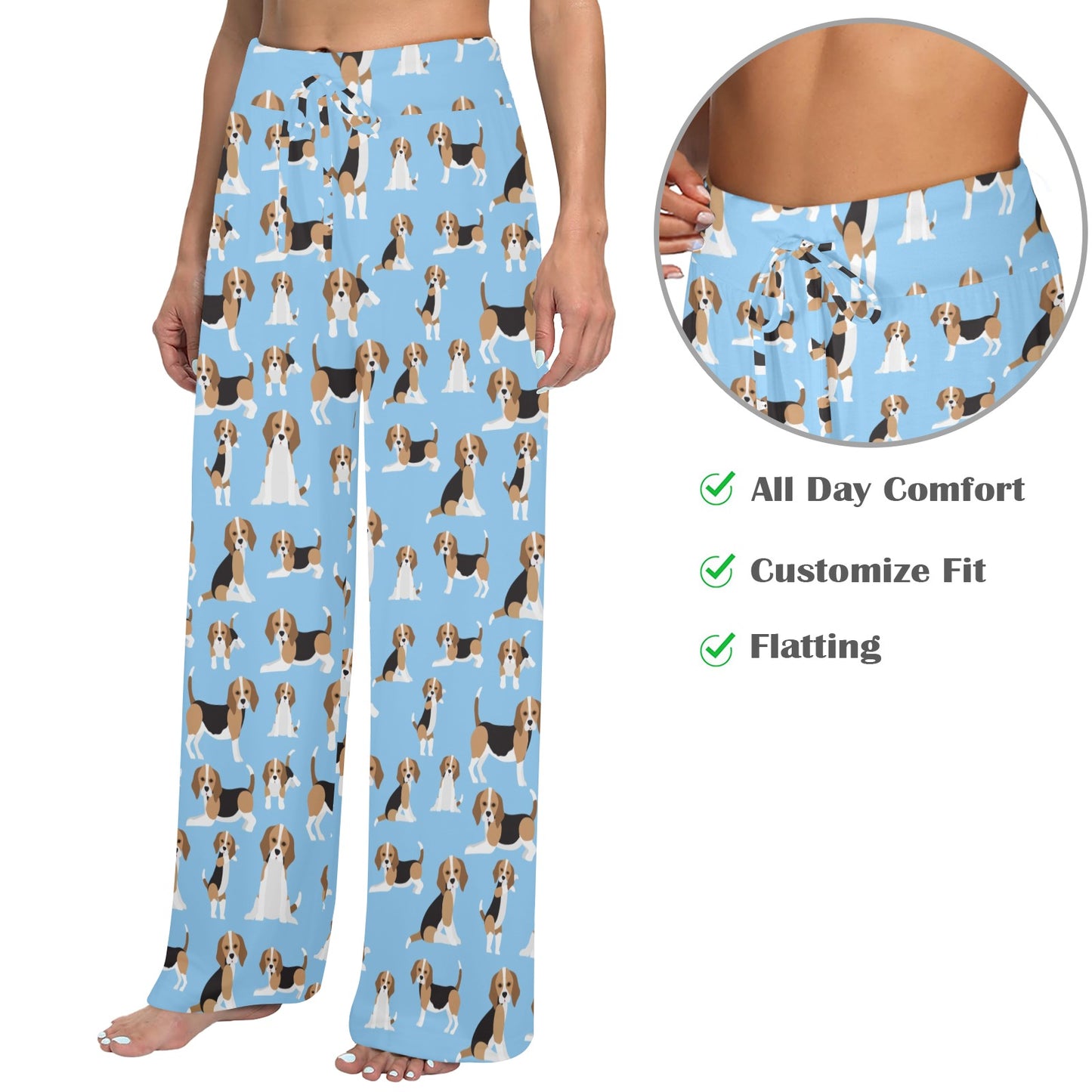 Beagle Pattern Print Design 03 Women's Wide Leg Lounge Pants
