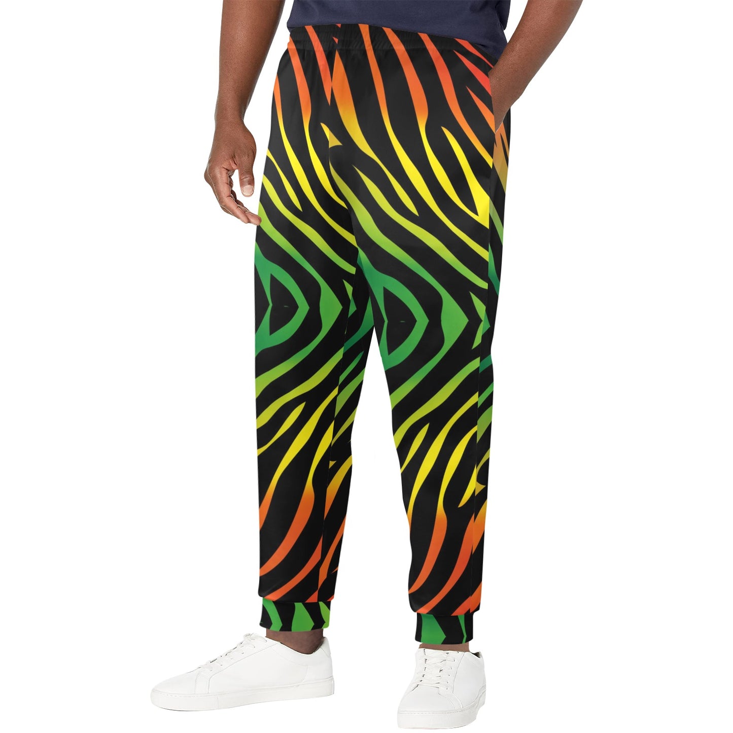 Rainbow Zebra Themed Print Men's Casual Track Pants
