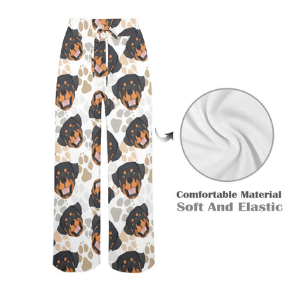 Rottweiler Pattern Print Design A03 Women's Wide Leg Lounge Pants