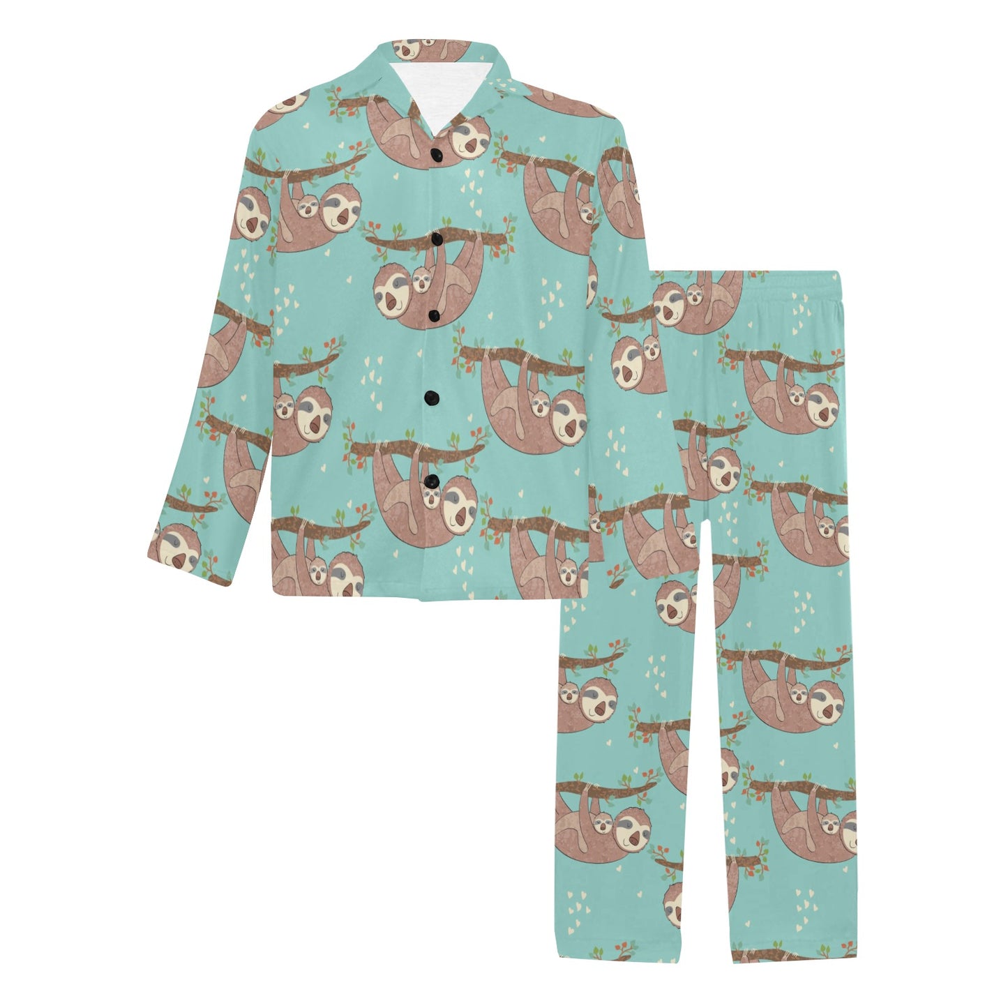 Sloth Print Design LKS302 Men's Long Pajama Set