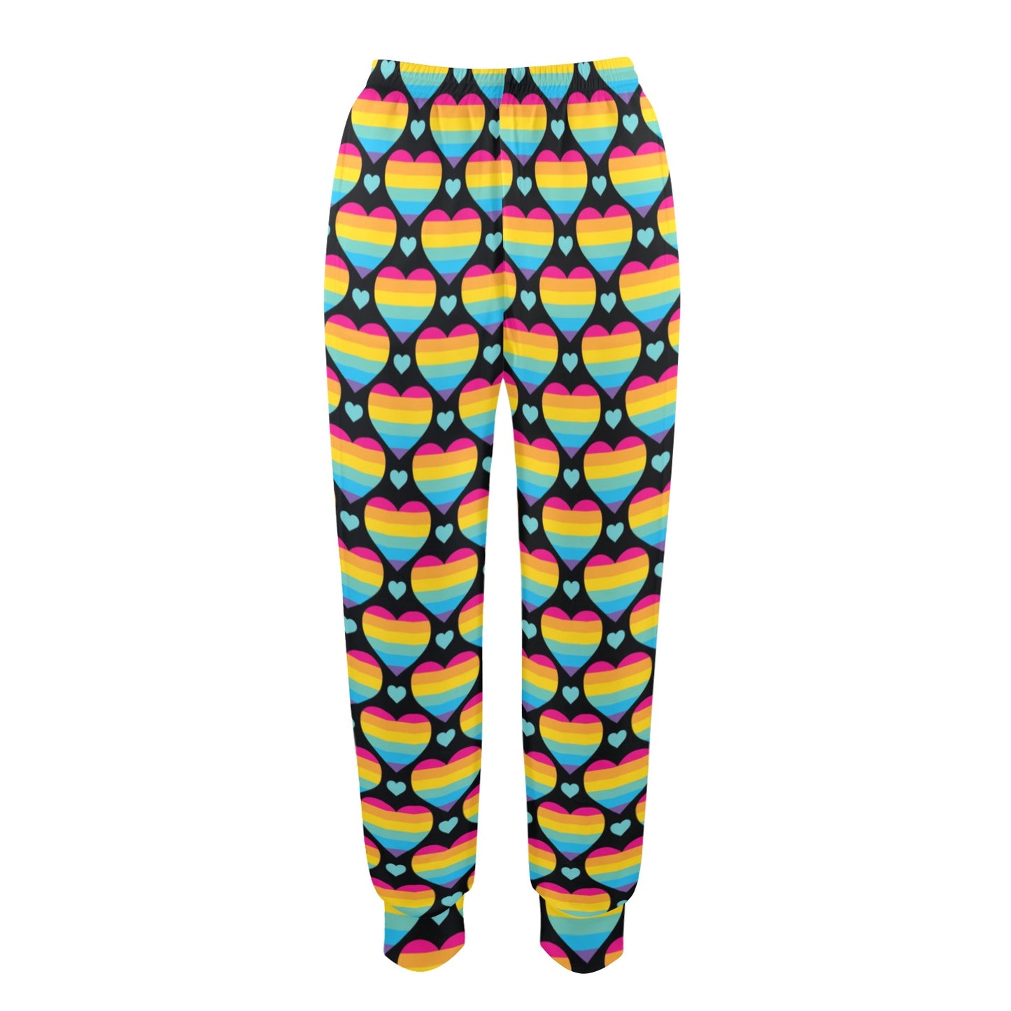 Rainbow Heart Print Pattern Women's Casual Track Pants