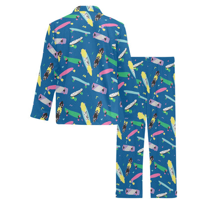Skateboard Print Design LKS302 Men's Long Pajama Set