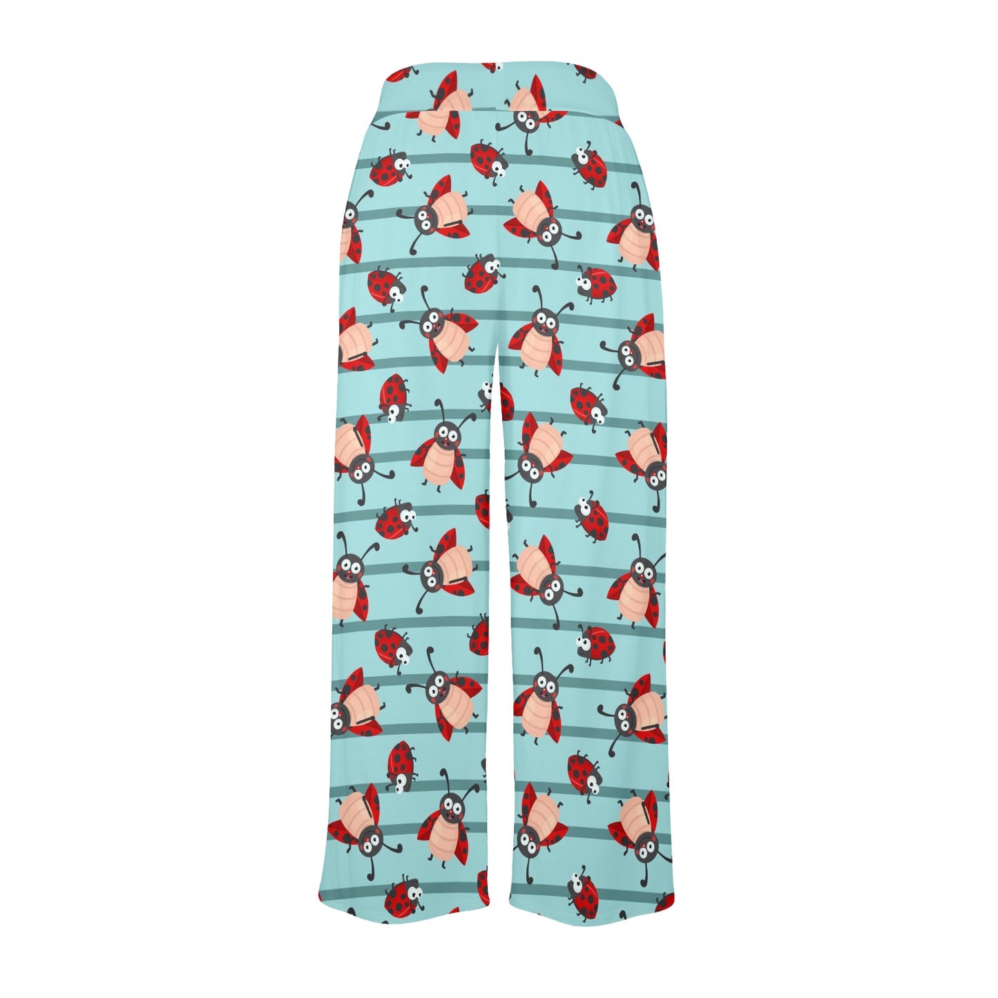 Ladybug Happy Print Pattern Women's Wide Leg Lounge Pants