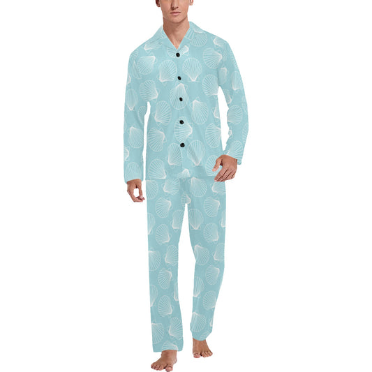 Seashell Print Design LKS3010 Men's Long Pajama Set