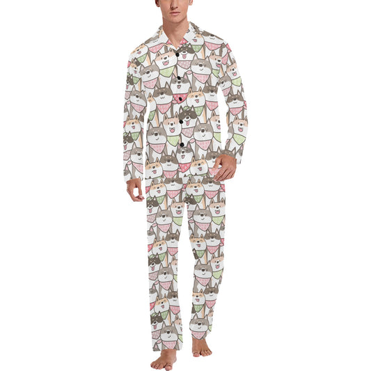 Shiba Inu Print Design LKS305 Men's Long Pajama Set