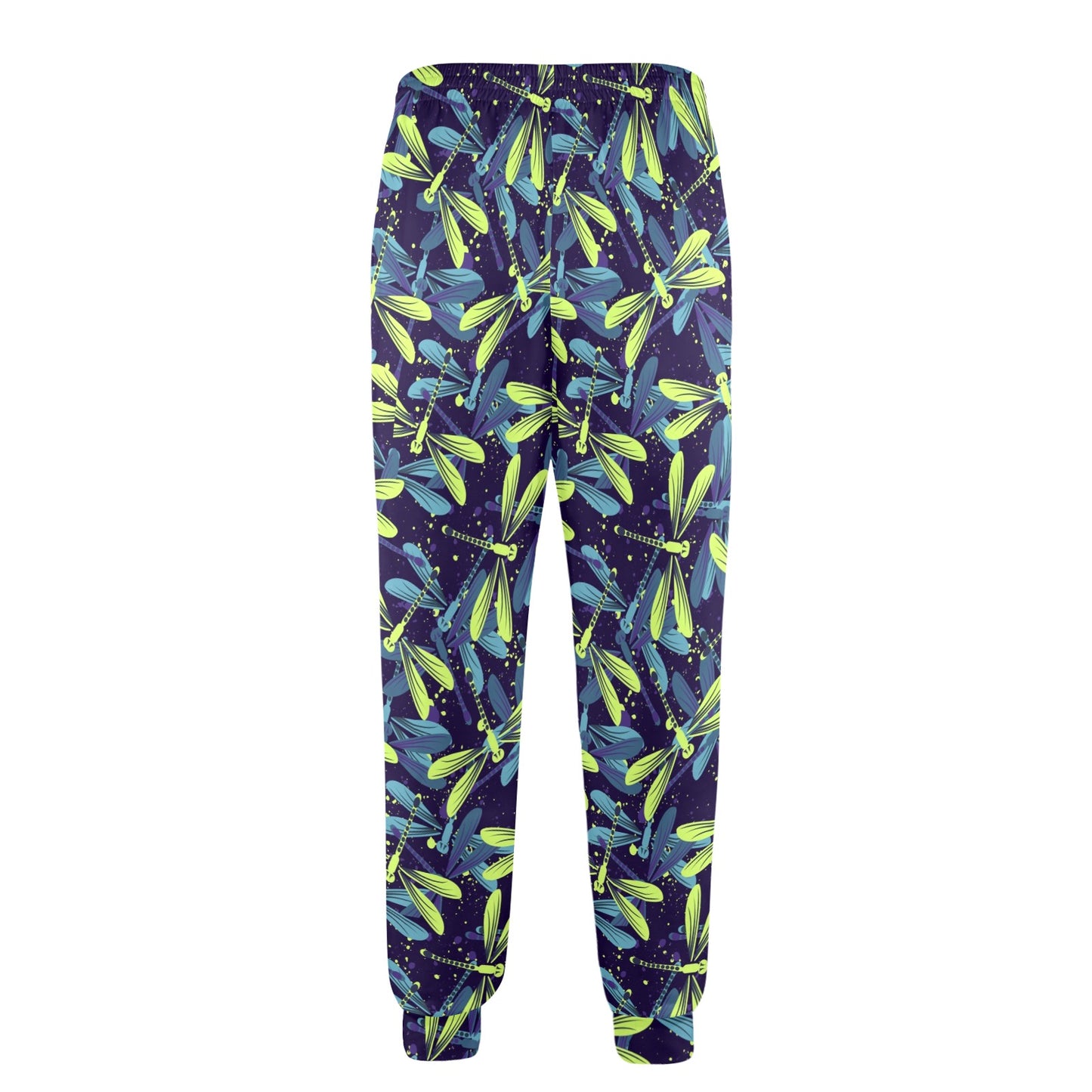 Dragonfly Lime Blue Print Pattern Men's Casual Track Pants