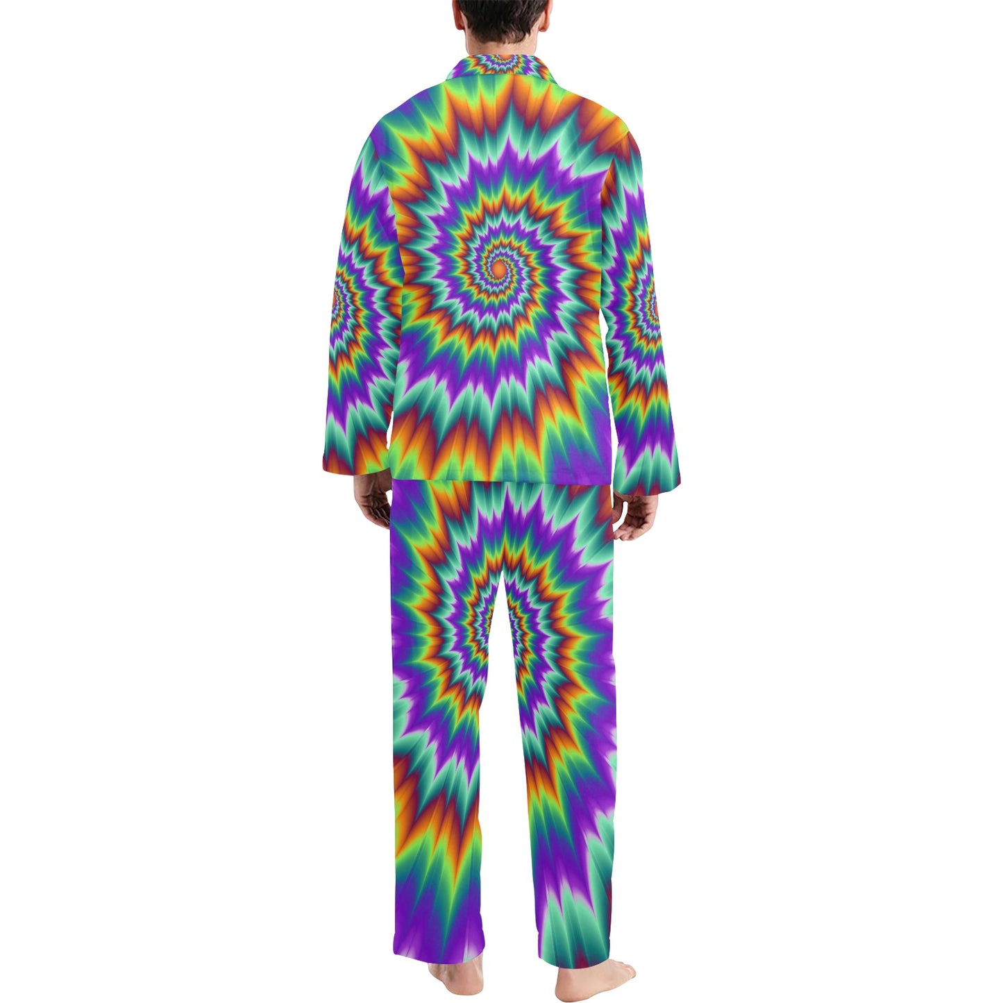 Optical illusion Pulsing fiery spirals Men's Long Pajama Set