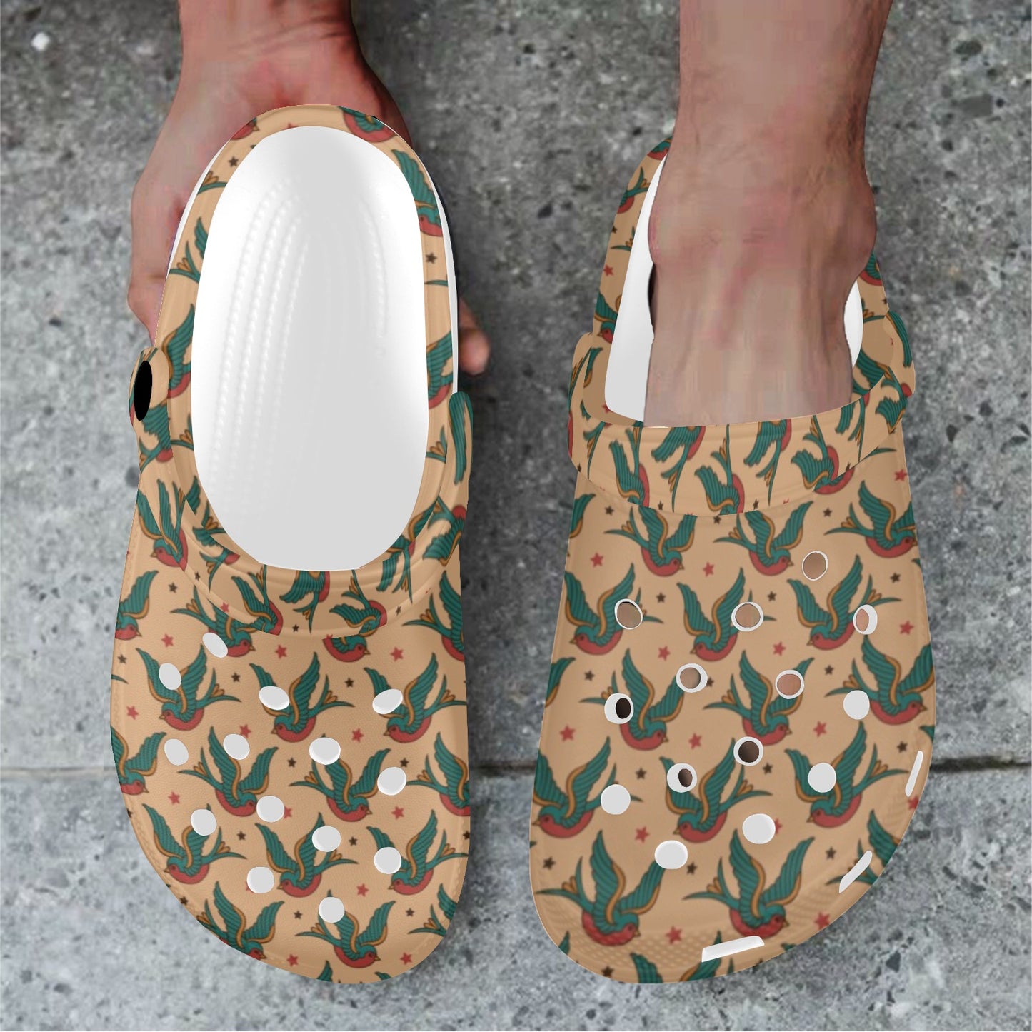 Old School Tattoo Swallow Design Unisex Clogs Shoes