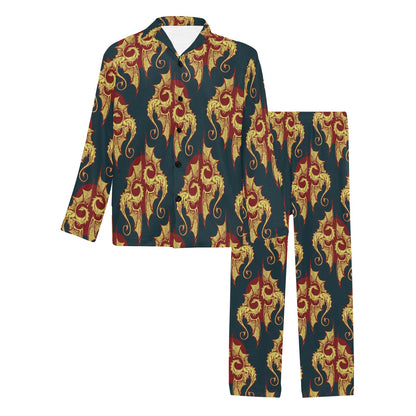 Dragons Gold Design Pattern Men's Long Pajama Set