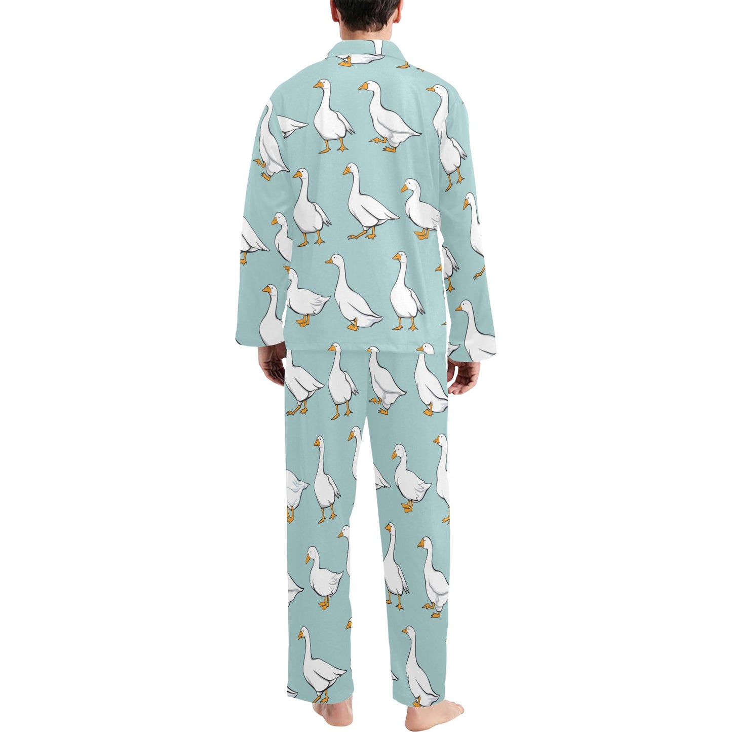 Goose Pattern Print Design 02 Men's Long Pajama Set