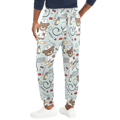 Nurse Bear Pattern Print Design A01 Men's Casual Track Pants