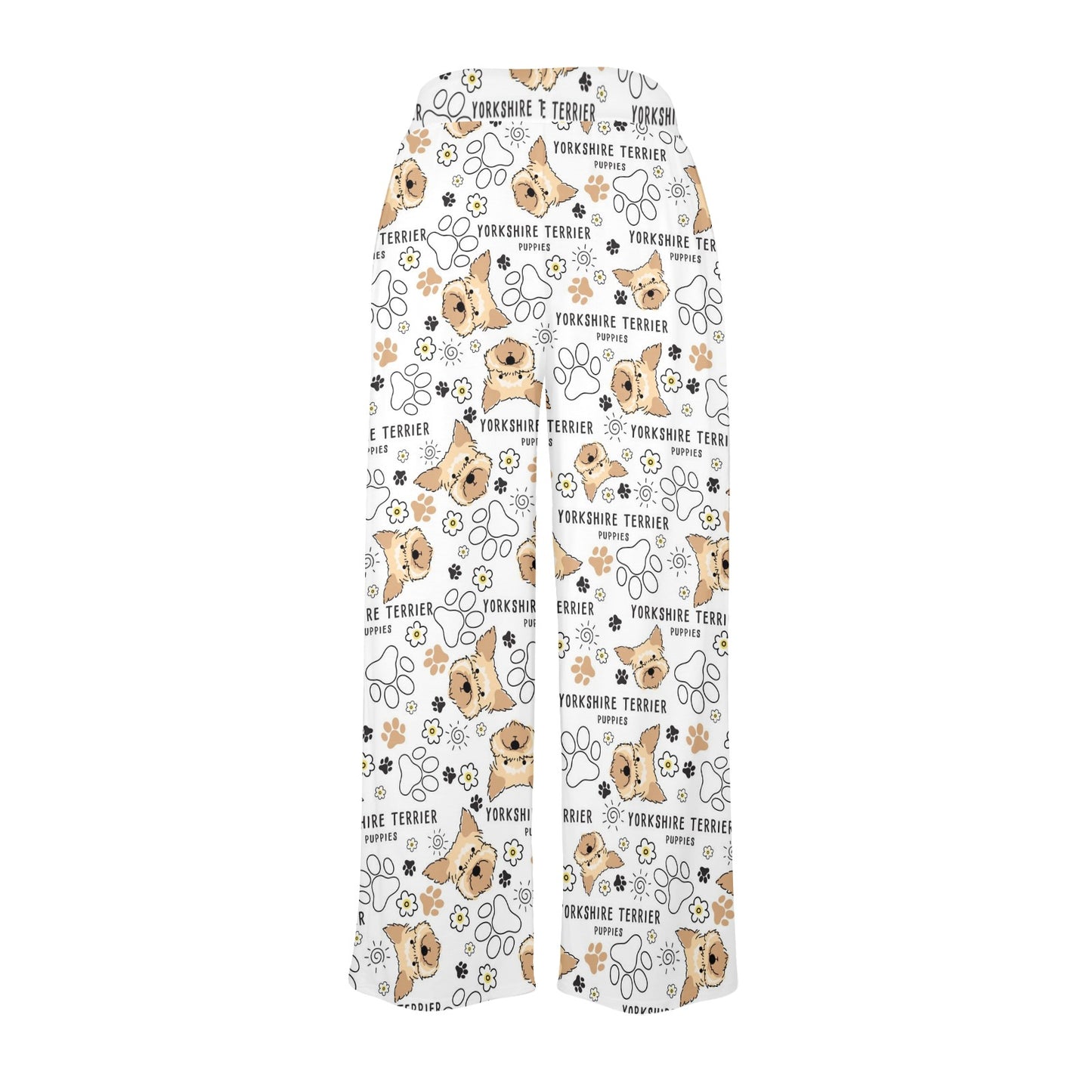 Yorkshire Terriers Print Design LKS308 Women's Wide Leg Lounge Pants