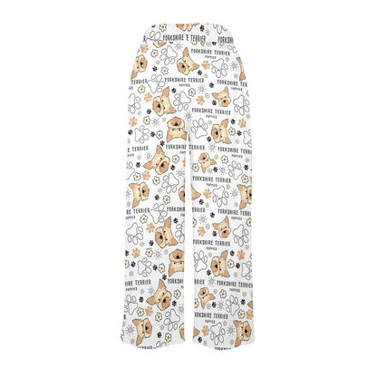 Yorkshire Terriers Print Design LKS308 Women's Wide Leg Lounge Pants