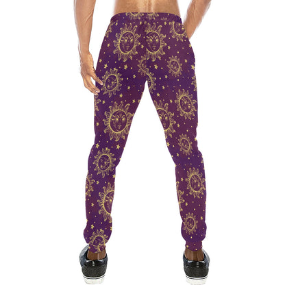 Sun Moon Star Design Themed Print Men's Sweatpants