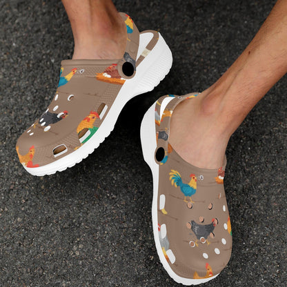 Chicken Happy Print Pattern Unisex Clogs Shoes