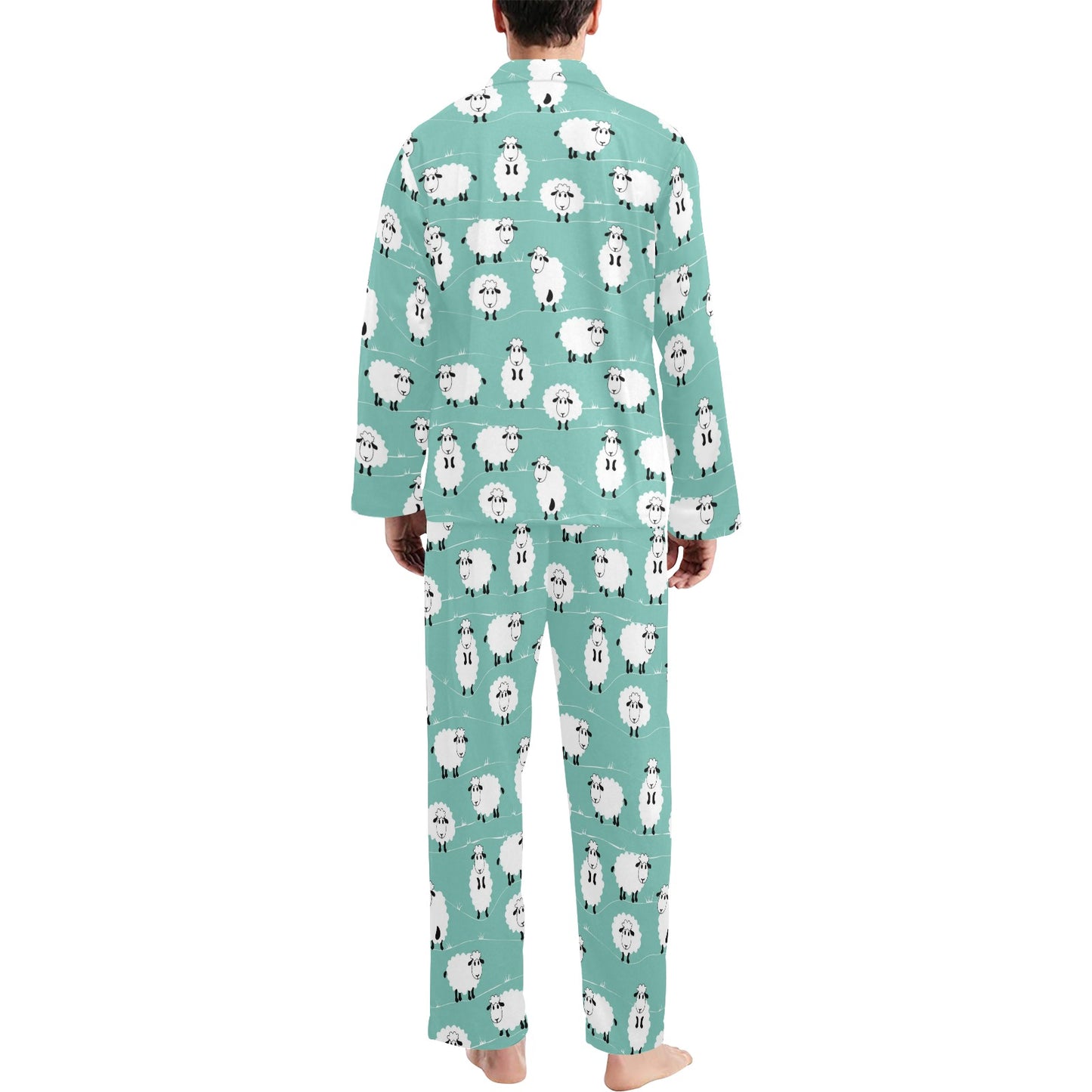 Sheep Print Design LKS404 Men's Long Pajama Set